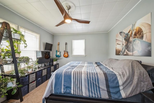 3825 Hart Ct, Cedar Rapids, IA 52402 - bedroom featuring carpet floors, ceiling fan, and ornamental molding