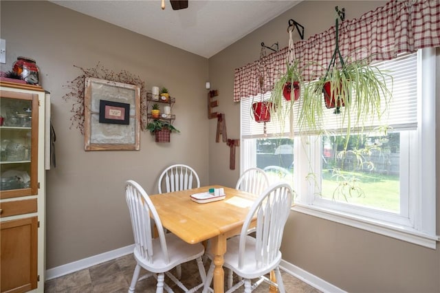 1305 E Ave, Vinton, IA 52349 - dining area with baseboards and ceiling fan