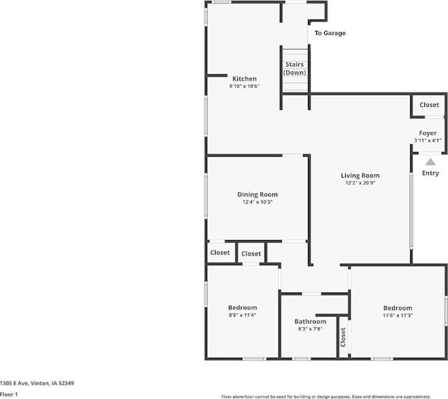 1305 E Ave, Vinton, IA 52349 - view of room layout