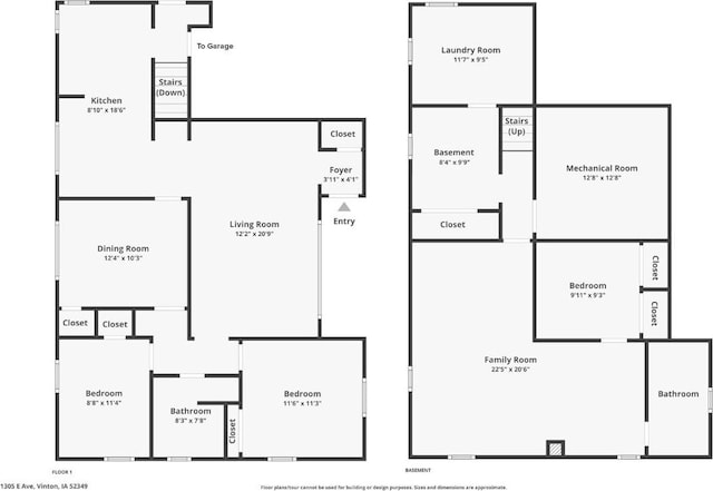 1305 E Ave, Vinton, IA 52349 - view of floor plan / room layout