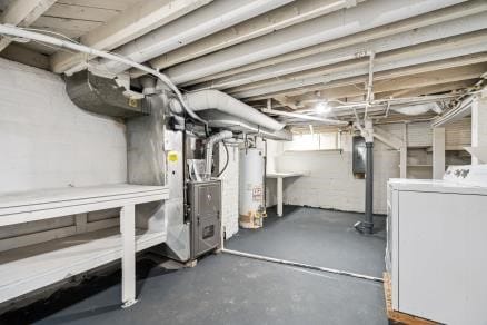 3107 E Ave NE, Cedar Rapids, IA 52402 - below grade area with washer / clothes dryer, gas water heater, and heating unit