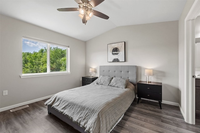 904 Hughes St, Coralville, IA 52241 - bedroom featuring lofted ceiling, wood finished floors, and ceiling fan