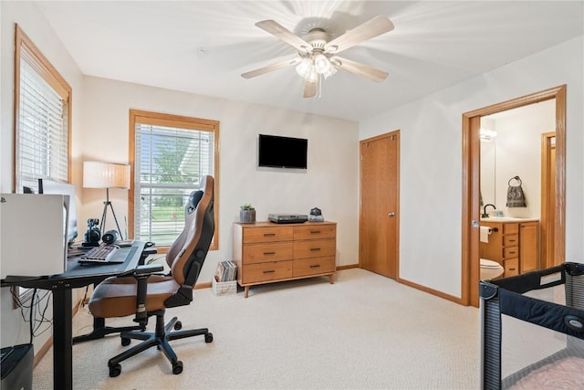 2176 49th St, Marion, IA 52302 - home office with light carpet and ceiling fan