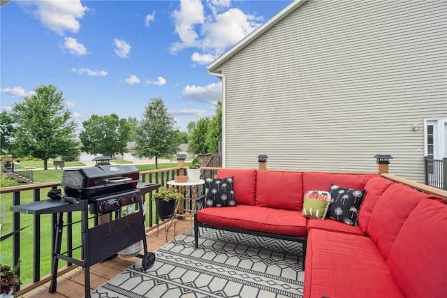 2176 49th St, Marion, IA 52302 - deck featuring an outdoor living space, grilling area, and a yard