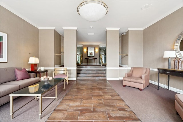 2222 1st Ave, Cedar Rapids, IA 52402 - building lobby featuring crown molding and stairway