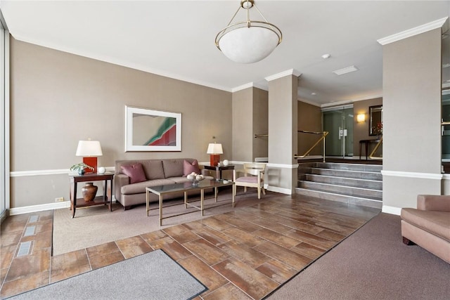 2222 1st Ave, Cedar Rapids, IA 52402 - building lobby featuring crown molding and stairs