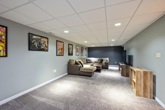 5616 Dostal Dr SW, Cedar Rapids, IA 52404 - living room with carpet flooring, a paneled ceiling, and recessed lighting