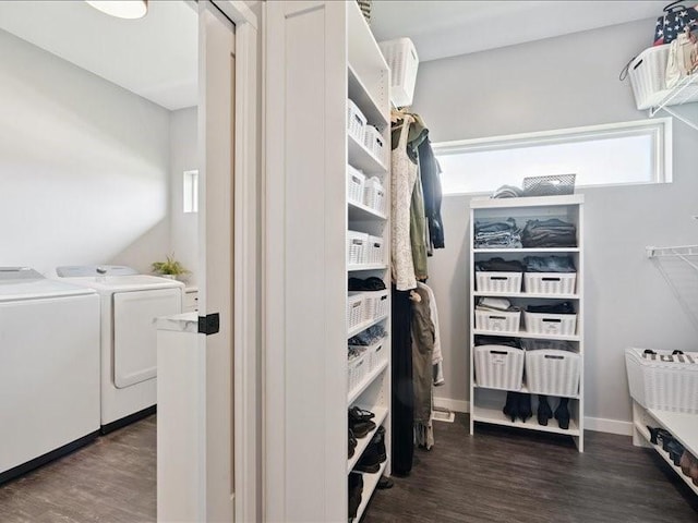 5112 Scenic View Ct SW, Cedar Rapids, IA 52404 - spacious closet featuring washer and clothes dryer and dark wood-type flooring
