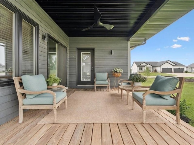 5112 Scenic View Ct SW, Cedar Rapids, IA 52404 - deck featuring ceiling fan