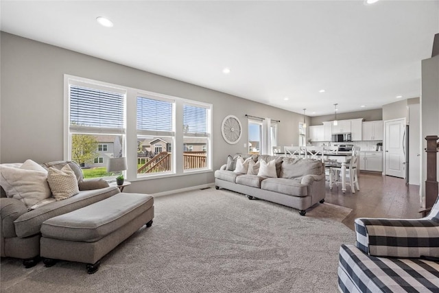 2455 Bridlewood Ct, Marion, IA 52302 - living room with recessed lighting and wood finished floors