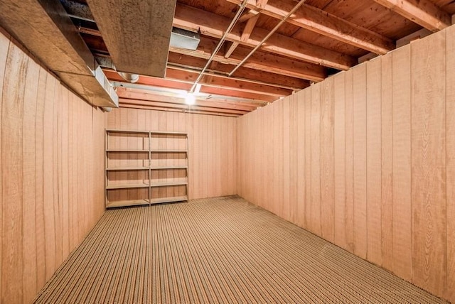 2029 Knollshire Rd NE, Cedar Rapids, IA 52402 - below grade area featuring wooden walls and carpet