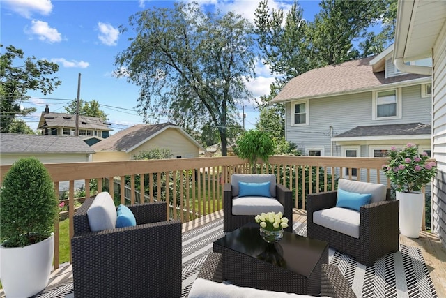 2021 Bever Ave SE, Cedar Rapids, IA 52403 - wooden deck featuring outdoor lounge area