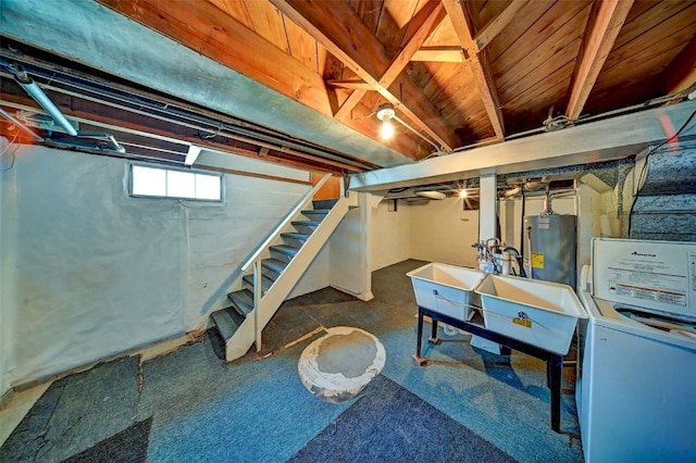 336 20th St NW, Cedar Rapids, IA 52405 - below grade area with gas water heater and stairs