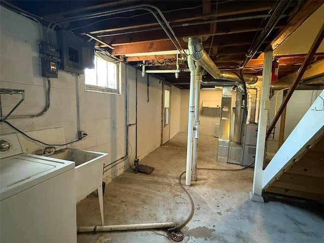 1839 K Ave NE, Cedar Rapids, IA 52402 - basement with washer / dryer, electric panel, and heating unit
