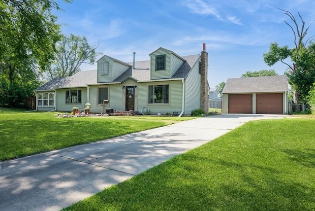 1935 1st Ave SW, Cedar Rapids, IA 52405 - cape cod home with a chimney, a front lawn, an outbuilding, and a shingled roof