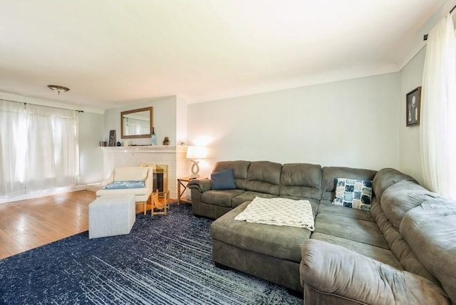 1935 1st Ave SW, Cedar Rapids, IA 52405 - living area featuring wood finished floors and a glass covered fireplace
