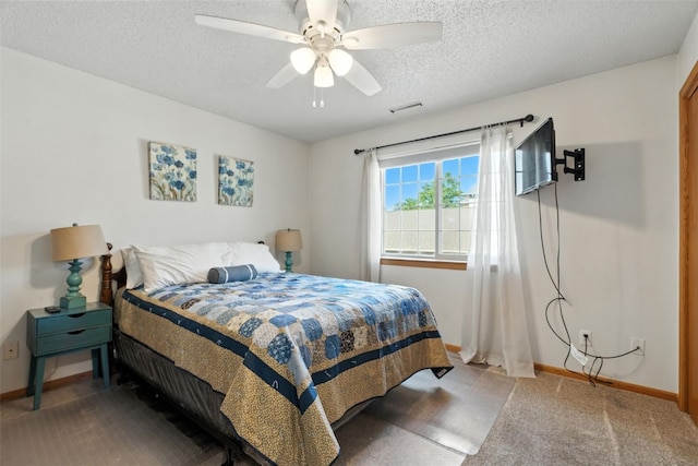 3060 Wilson Ave SW Unit 7, Cedar Rapids, IA 52404 - bedroom featuring a textured ceiling, carpet, and a ceiling fan