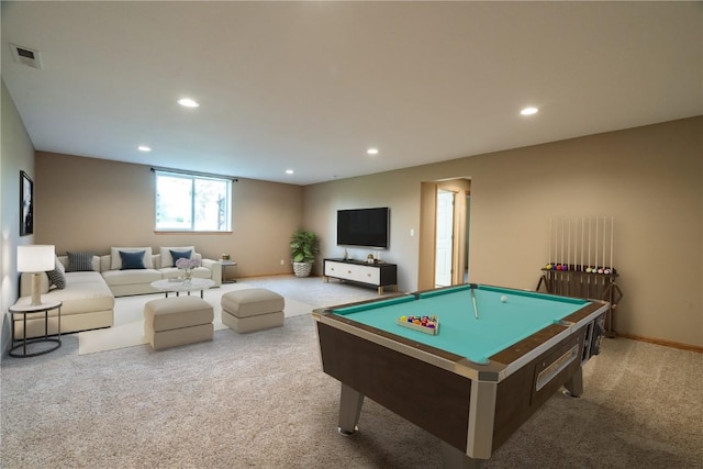 6045 Ridgewood Meadows Ln NE, Cedar Rapids, IA 52411 - playroom featuring carpet floors, billiards table, and recessed lighting