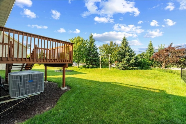 6045 Ridgewood Meadows Ln NE, Cedar Rapids, IA 52411 - view of green lawn with a deck
