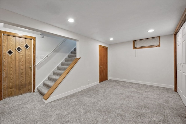 2226 Chandler SW, Cedar Rapids, IA 52404 - finished basement featuring carpet, stairway, and recessed lighting