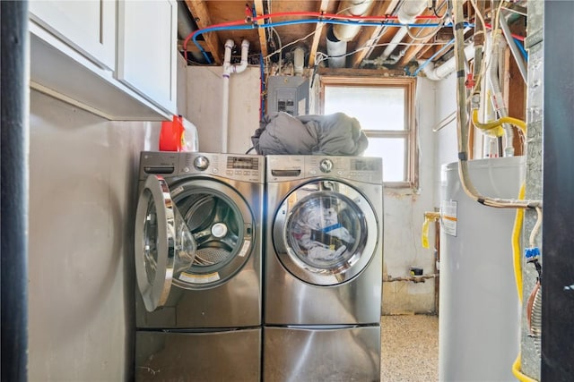 1638 47th St NE, Cedar Rapids, IA 52402 - laundry area with separate washer and dryer, gas water heater, cabinet space, and electric panel