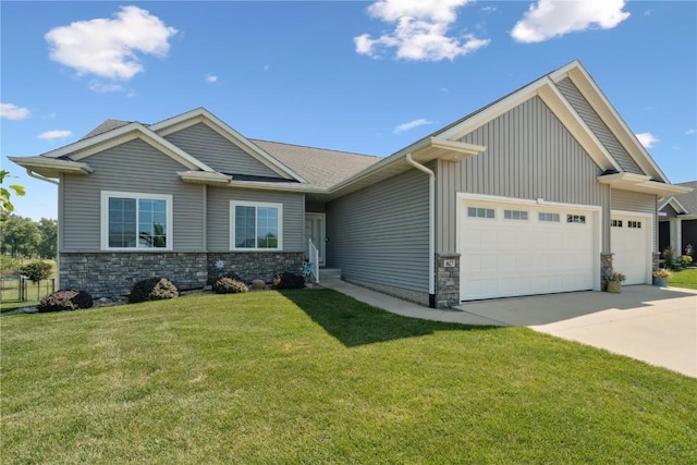 1627 Settlers Dr, Marion, IA 52302 - craftsman inspired home with stone siding, a garage, driveway, and a front yard