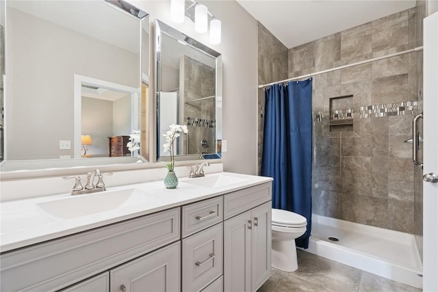 1627 Settlers Dr, Marion, IA 52302 - full bathroom featuring a shower stall, double vanity, and tile patterned floors