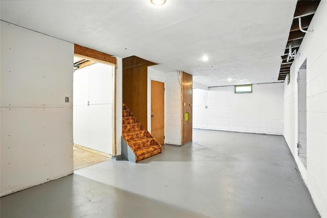 2153 Echo Hill Rd, Marion, IA 52302 - basement with stairs and concrete block wall
