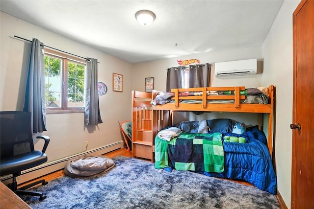 2153 Echo Hill Rd, Marion, IA 52302 - bedroom with baseboard heating, a wall mounted air conditioner, and a desk