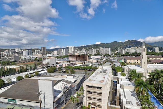 birds eye view of property with a mountain view