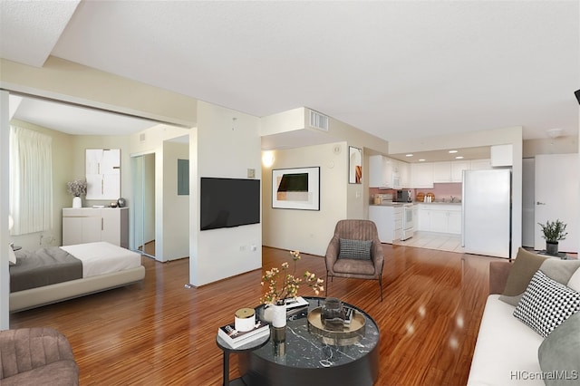 living room with light wood-type flooring