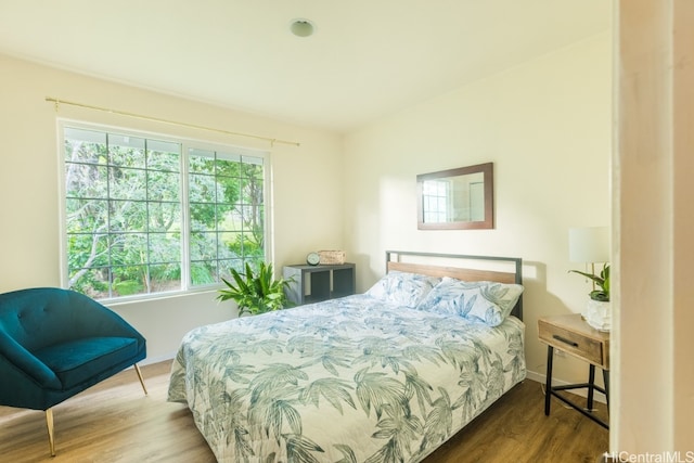 bedroom with hardwood / wood-style floors