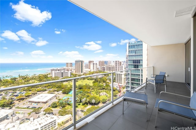 balcony with a water view