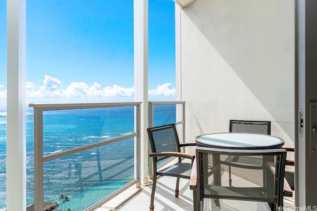 balcony with a water view