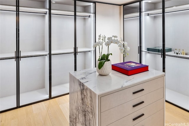 spacious closet with light wood-type flooring