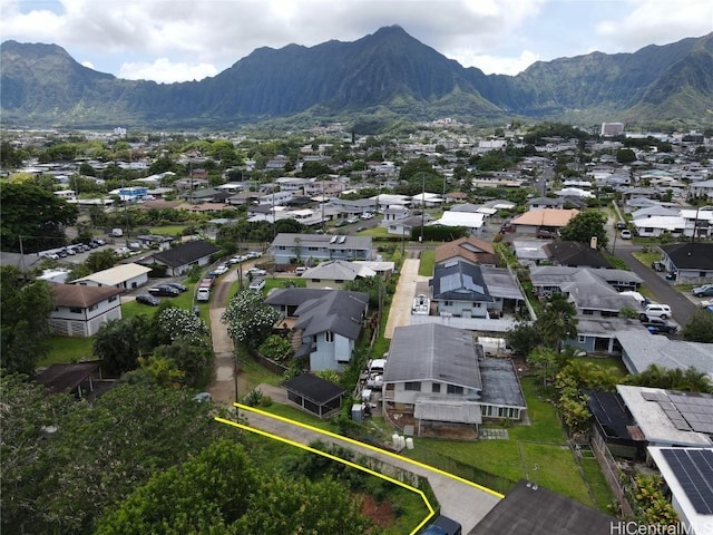 bird's eye view featuring a mountain view