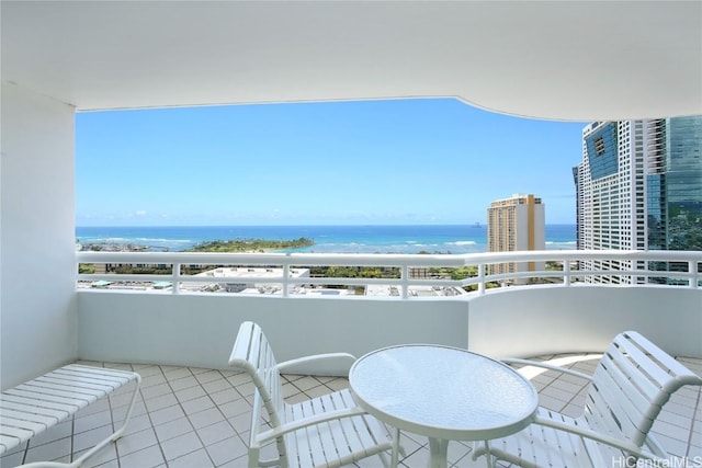 balcony with a water view