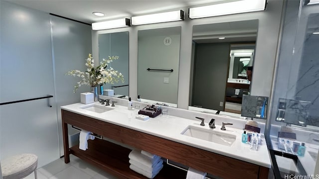 bathroom featuring vanity and tile patterned flooring