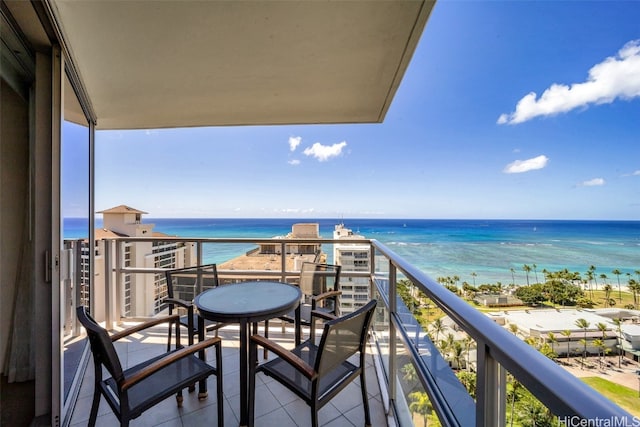 balcony with a water view