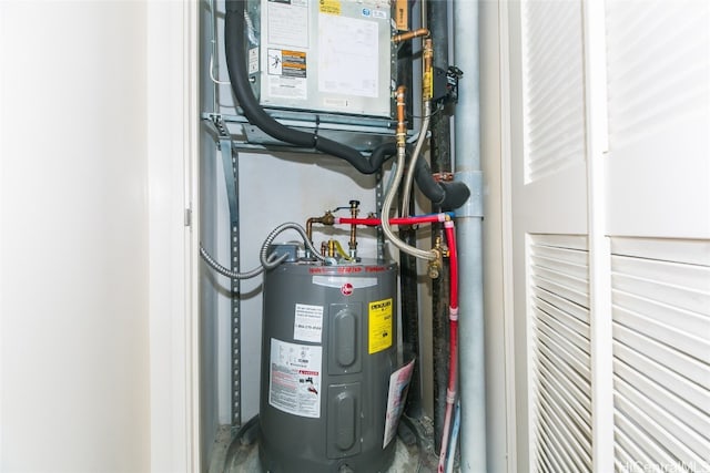 utility room with electric water heater