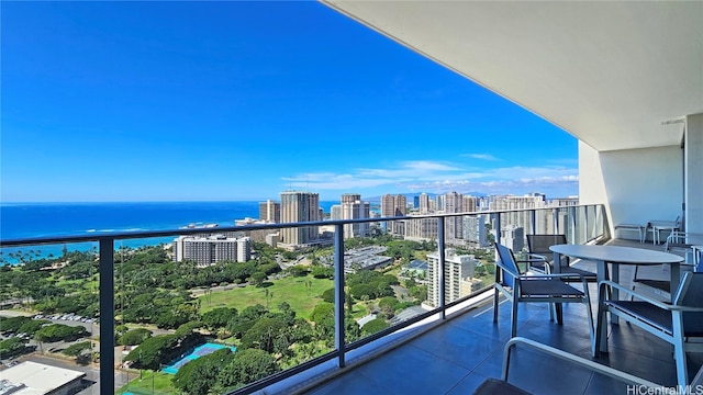 balcony with a water view