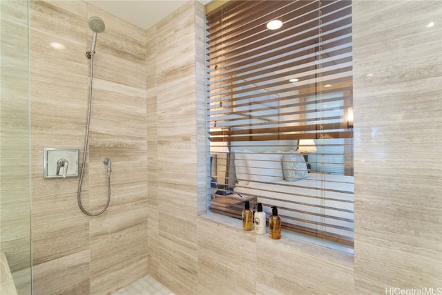 bathroom featuring walk in shower