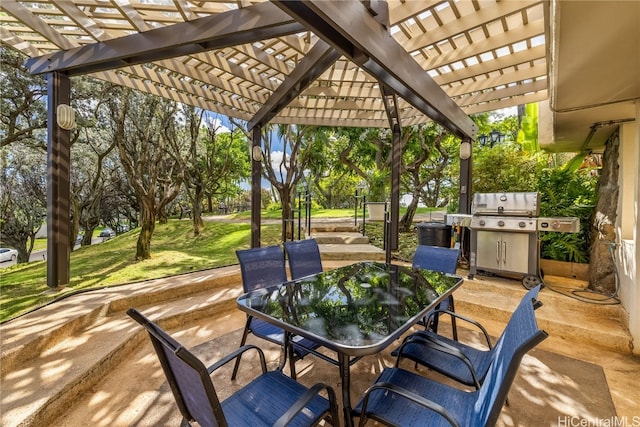 view of patio / terrace featuring a pergola