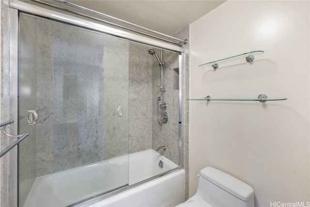 bathroom with toilet and enclosed tub / shower combo