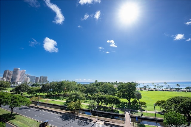 exterior space featuring a water view