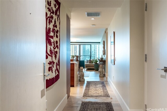 corridor featuring light hardwood / wood-style flooring