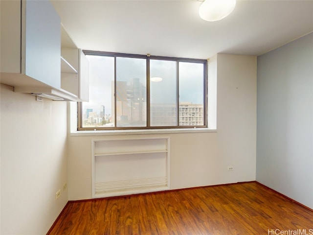 spare room featuring wood-type flooring