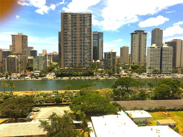 city view with a water view