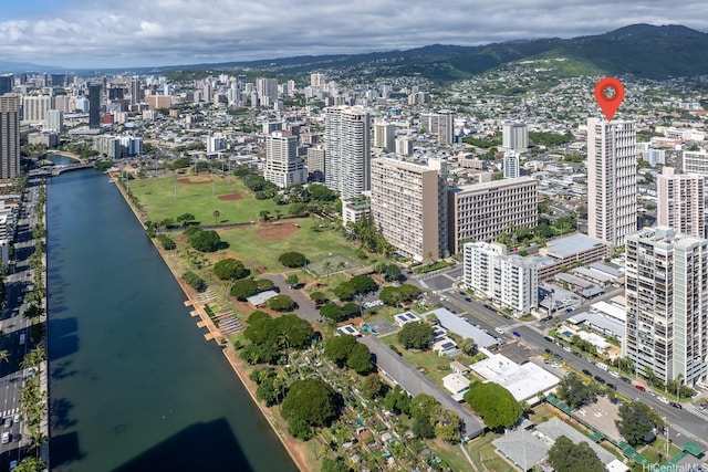 555 University Ave Unit 100, Honolulu, HI 96826 - aerial view of property and surrounding area with a water and mountain view and nearby urban area
