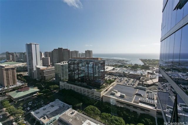 view of city with a water view